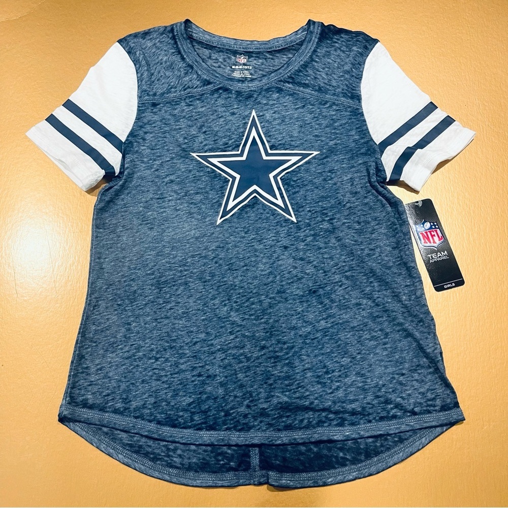 NFL Dallas Cowboys Blue Heather Jersey Style Shirt Girl’s Size Medium (10/12)